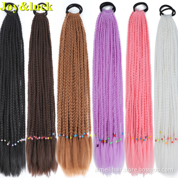 Wholesale Price Wig Synthetic Crochet Braided Hair Extensions 24 Inch 12 Roots color Rubber Band Women Braids Ponytail Wigs